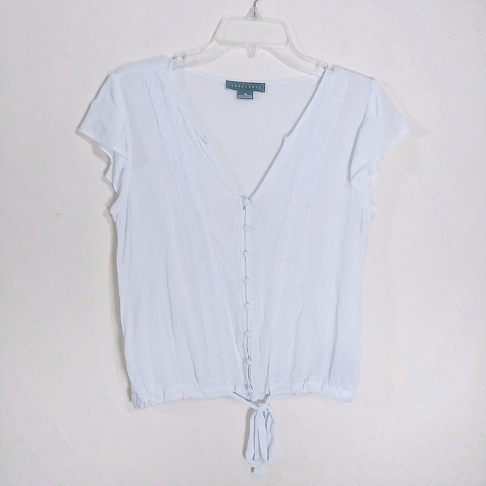 Sanctuary - Bright White Button Down Tie Blouse - image 2